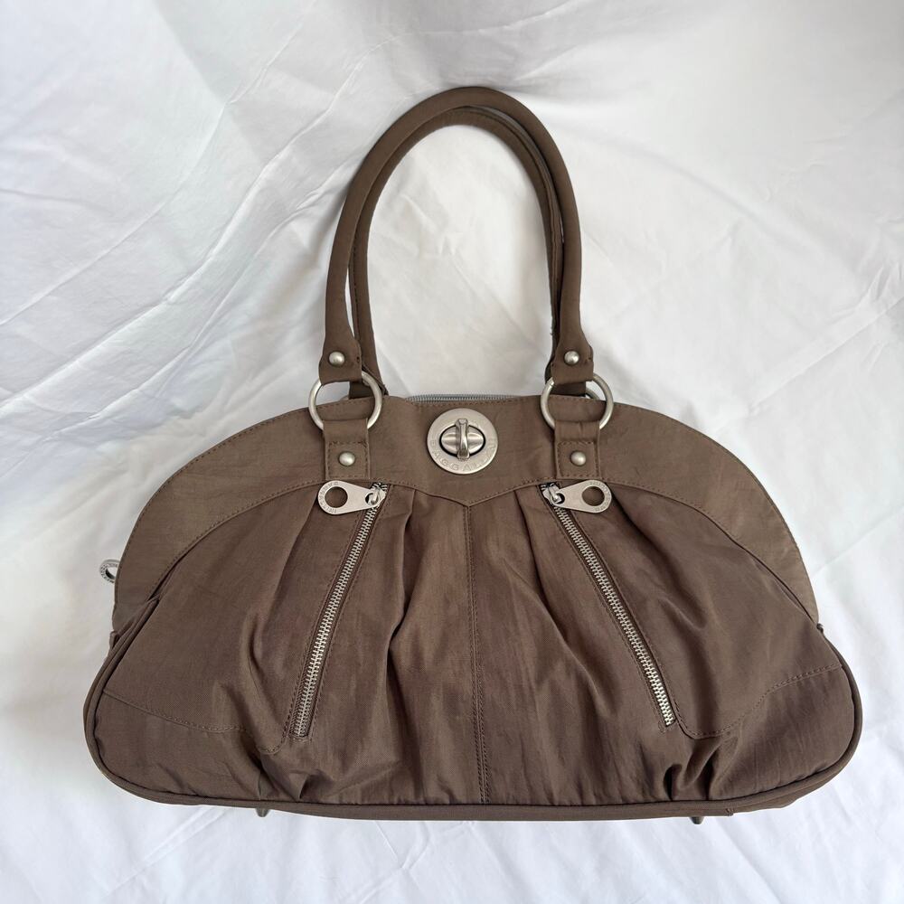 Baggalini Olive/Army Green Shanghai Lg. Carryall Nylon Satchel Signature Tote